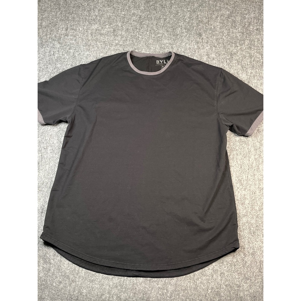BYLT Premium Basics Drop Cut Ringer LUX T Shirt Mens XL Black Gray Trim‎ - Picture 3 of 7